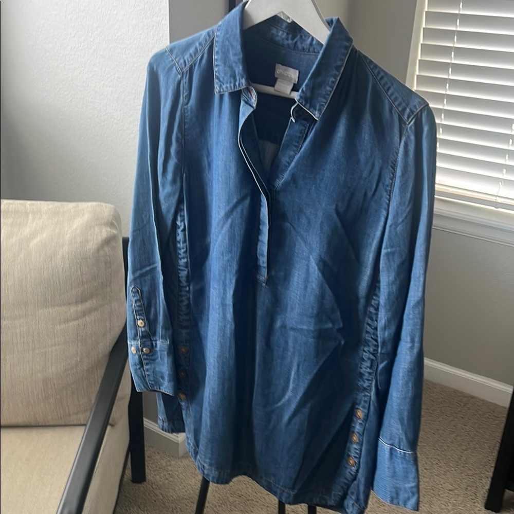 Chico's Blue Casual Button Down Shirt, size 0